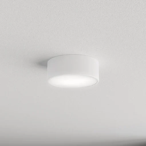 Cleo plafondlamp, Ø 20 cm, IP54, wit, metaal, E27