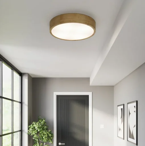 Cleo plafondlamp, Ø 48 cm, 4-lamps, eikenhout, E27