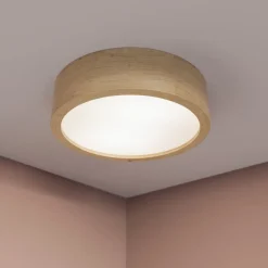 Cleo plafondlamp, Ø 28 cm, 2-lamps, eikenhout, E27