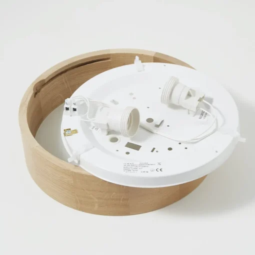 Cleo plafondlamp, Ø 28 cm, 2-lamps, eikenhout, E27