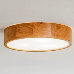 Cleo plafondlamp, Ø 38 cm, 3-lamps, eikenhout, E27