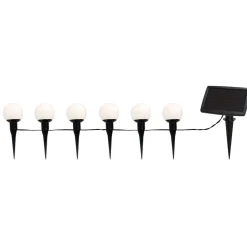 Combinatie LED lichtketting op zonne-energie, 6-lamps, IP44, kunststof