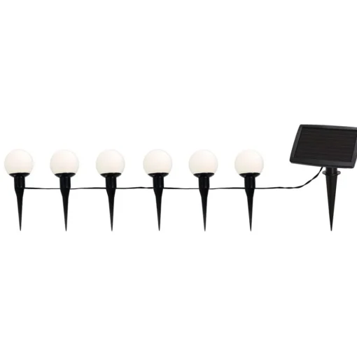 Combinatie LED lichtketting op zonne-energie, 6-lamps, IP44, kunststof