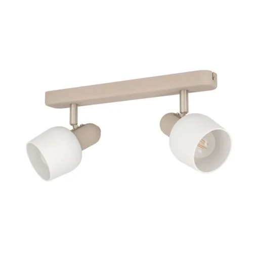 Corato plafondspot, zand/nikkel/opal, 2-lamps.