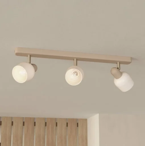 Corato plafondspot, zand/nikkel/opal, 3-lamps.