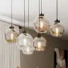 Cubus hanglamp, 74 cm, 6-lamps, helder/honing/bruin, glas