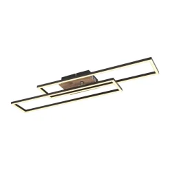 Dakari LED plafondlamp, lengte 80 cm, zwart/donker hout
