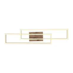 Dakari LED plafondlamp, lengte 80 cm, zwart/donker hout