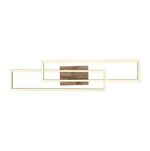 Dakari LED plafondlamp, lengte 80 cm, zwart/donker hout