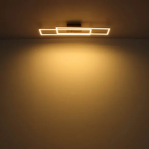 Dakari LED plafondlamp, lengte 80 cm, zwart/donker hout