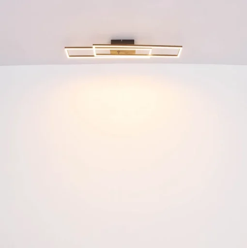 Dakari LED plafondlamp, lengte 80 cm, zwart/donker hout