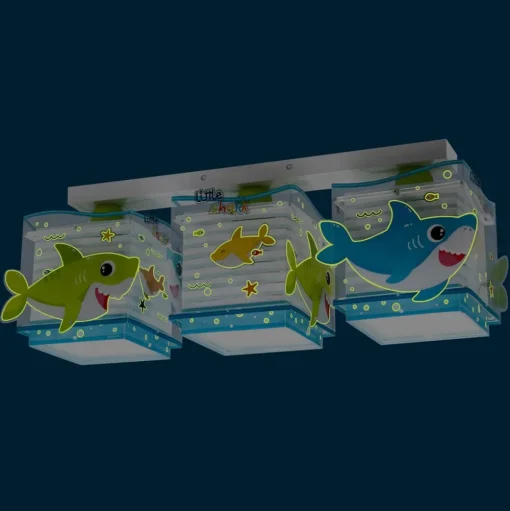 Dalber Little Shark plafondlamp zeemotief 3-lamp