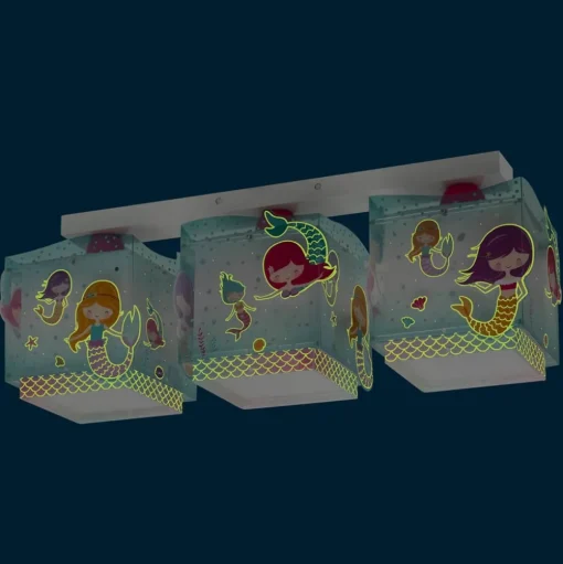 Dalber Mermaids plafondlamp zeemeerminnen 3-lamps
