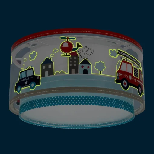 Dalber Police plafondlamp, blauw/wit, Ø 33 cm