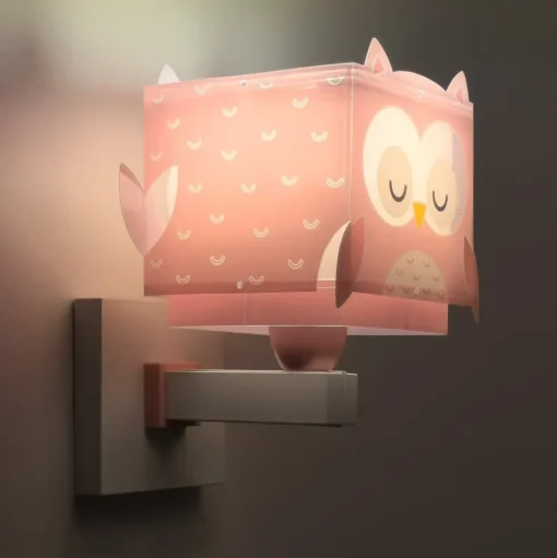 Dalber wandlamp Little Owl met stekker, roze