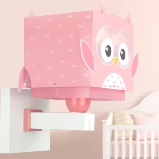 Dalber wandlamp Little Owl met stekker, roze