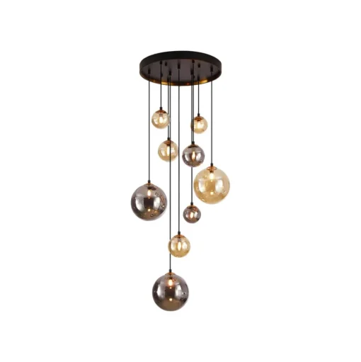DARK hanglamp, ijzer, glas, amber, rook, Ø 55 cm