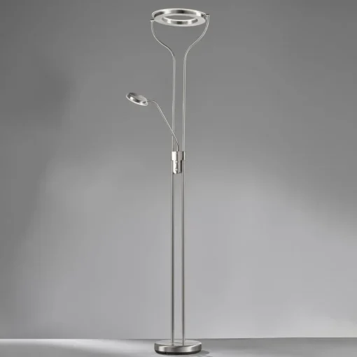 Davos LED vloerlamp, nikkelkleurig, hoogte 180 cm, 2-lamps, CCT
