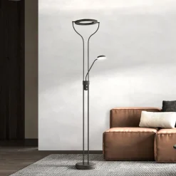 Davos LED vloerlamp, zwart, hoogte 180 cm, 2-lamps, CCT