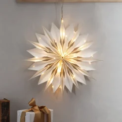Decoratie ster Flinga papier met magneet, batterij