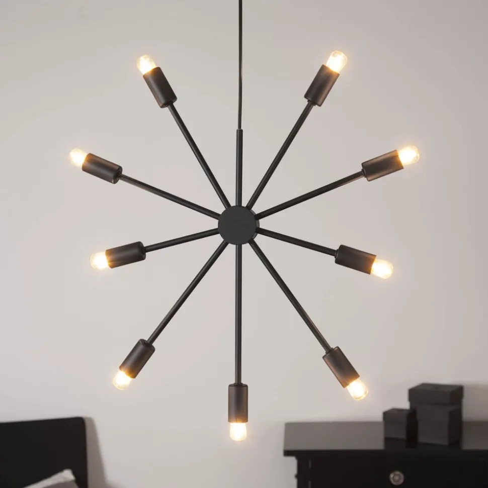 Decoratie ster Pix van metaal, 9-lamps, zwart