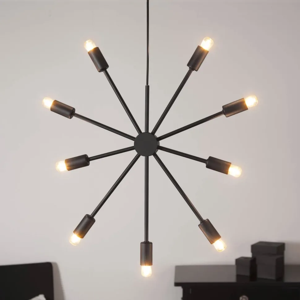 Decoratie ster Pix van metaal, 9-lamps, zwart
