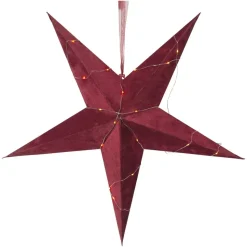 Decoratie ster Velvet + Dew Drop LED-ketting rood