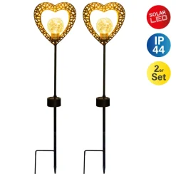 Decoratie-lamp solar Hart, aardspies, LED 2x