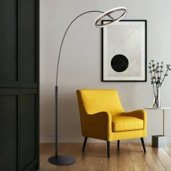 Della LED vloerlamp, hoogte 190 cm, zwart/donkergrijs, metaal