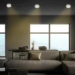 Desi inbouwlamp, mat chroom, Ø9cm, dimbaar, 3000K