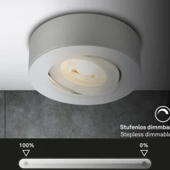 Desi inbouwlamp, mat chroom, Ø9cm, dimbaar, 3000K