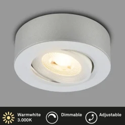 Desi inbouwlamp, mat chroom, Ø9cm, dimbaar, 3000K