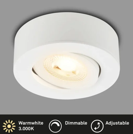 Desi inbouwlamp, wit, Ø9cm, dimbaar, 3000K