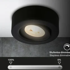 Desi inbouwlamp, zwart, Ø9cm, dimbaar, 3000K