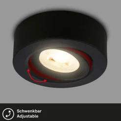 Desi inbouwlamp, zwart, Ø9cm, dimbaar, 3000K