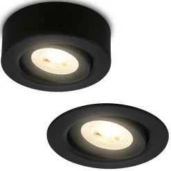 Desi inbouwlamp, zwart, Ø9cm, aan/uit, 3000K