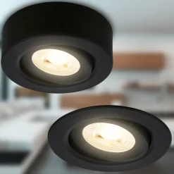 Desi inbouwlamp, zwart, Ø9cm, aan/uit, 3000K