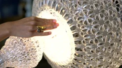 Design vloerlamp Kabuki met LED's, lichtblauw
