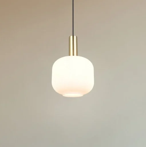 Diva hanglamp, 1-lamp, messingkleurig, opaal, metaal, glas