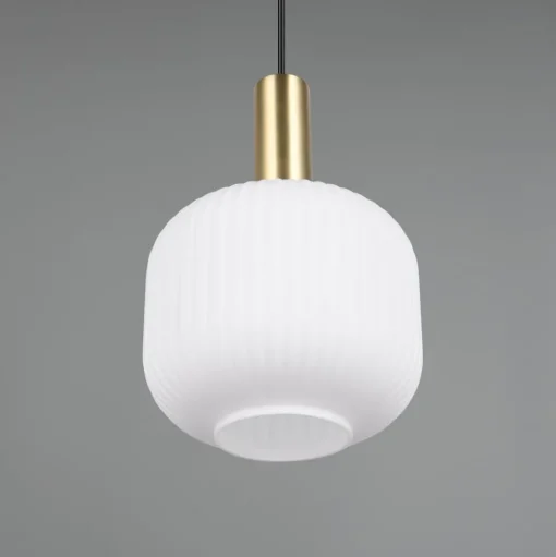 Diva hanglamp, 1-lamp, messingkleurig, opaal, metaal, glas