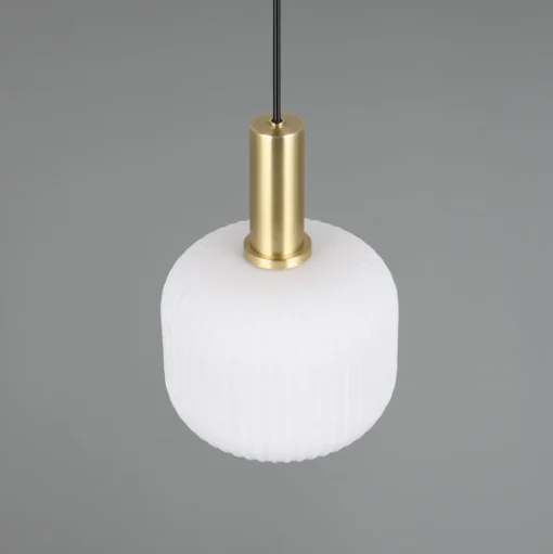 Diva hanglamp, 1-lamp, messingkleurig, opaal, metaal, glas