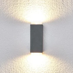 Donkergrijze buitenwandlamp Jovan, 2-lamps