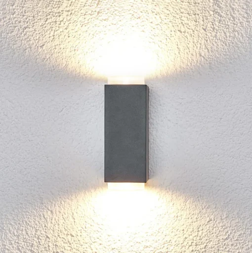 Donkergrijze buitenwandlamp Jovan, 2-lamps