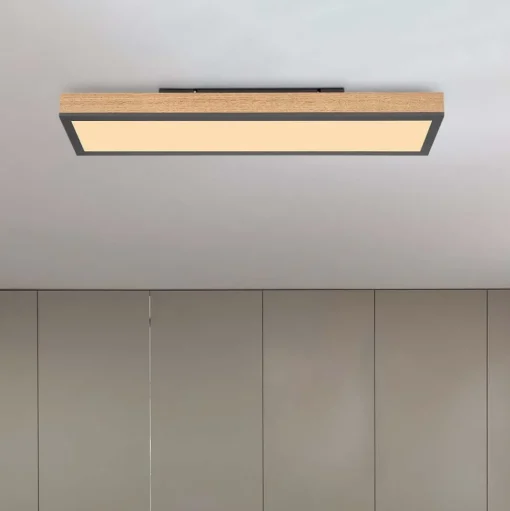 Doro plafondlamp, lengte 60 cm, eiken, hout