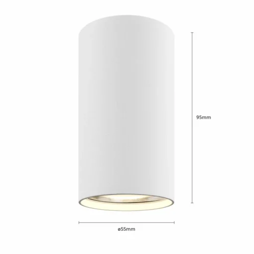 Downlight Eye S in cilindervorm, wit
