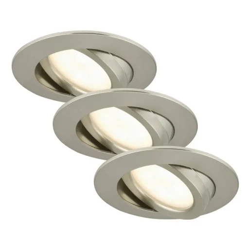 Draaibare LED inbouwspot 3 per set mat-nikkel