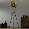 Driepotige vloerlamp Lenn, zwart-goud