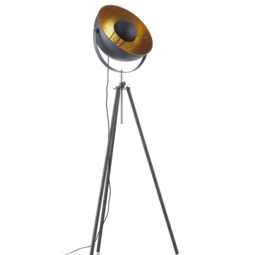 Driepotige vloerlamp Lenn, zwart-goud