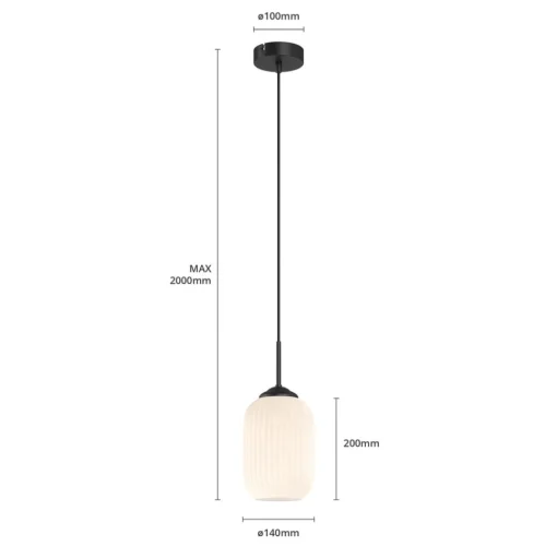 DYBERG LARSEN Riflet glazen hanglamp, Ø 14 cm