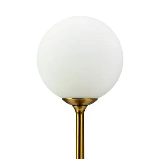 Dyberg Larsen tafellamp Sia, opaal/messingkleurig, hoogte 12 cm